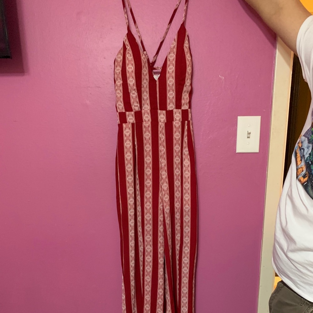 Red striped jumpsuit